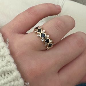 14K Yellow Gold Sapphire and Diamond Evil Eye Style Ring Vintage Art Deco